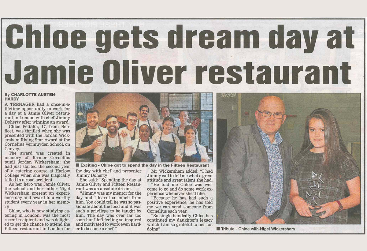 Student Gets Dream Day at Jamie Oliver Restaurant